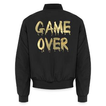 Game Over Golddrip Schrift - Unisex Bomberjacke - Schwarz - Hinten - AI Model Male 185 light (185cm)