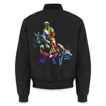 Forderndes Distanzreiten Pferdesport - Unisex Bomberjacke - Schwarz - Hinten - AI Model Male 185 light (185cm)