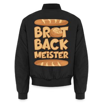 BROT BACKMEISTER BROT BACKEN - Unisex Bomberjacke - Schwarz - Hinten - AI Model Male 185 light (185cm)