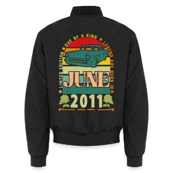 Geburtstagsgeschenk Juni 2011. Juni 2011 Juni 2011 - Unisex Bomberjacke - Schwarz - Hinten - AI Model Male 185 light (185cm)