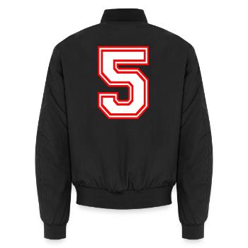 GLÜCKSZAHL FÜNF 5 NUMMER LUCKY NUMBER SPORT RUGBY - Unisex Bomberjacke - Schwarz - Hinten - AI Model Male 185 light (185cm)