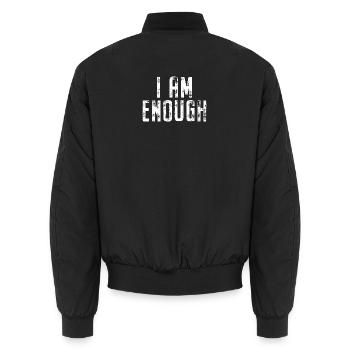 I Am Enough Ich Bin Genug Affirmation Achtsamkeit - Unisex Bomberjacke - Schwarz - Hinten - AI Model Male 185 light (185cm)