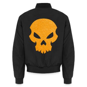 Oranger Totenkopf Silhouette mit Textur - Unisex Bomberjacke - Schwarz - Hinten - AI Model Male 185 light (185cm)