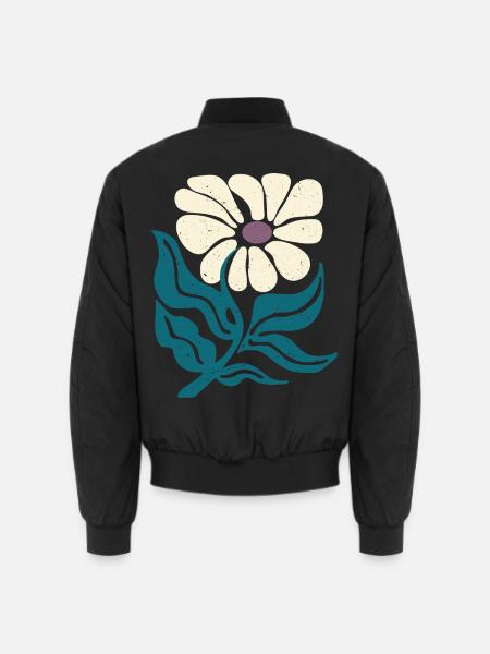 Retro-Blume - Unisex Bomberjacke - Schwarz
