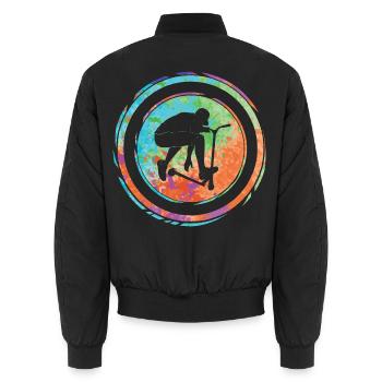Stunt Scooter Roller Stuntroller Tretroller - Unisex Bomberjacke - Schwarz - Hinten - AI Model Male 185 light (185cm)