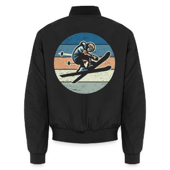 Ski Fahrer Vintage - Unisex Bomberjacke - Schwarz - Hinten - AI Model Male 185 light (185cm)