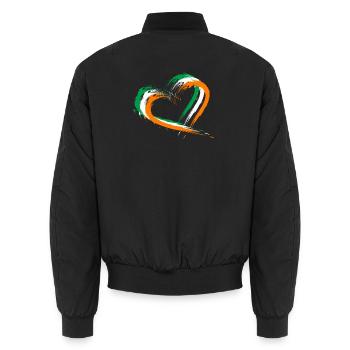 Herz Bürste Flagge Irland Fahne Farben Design - Unisex Bomberjacke - Schwarz - Hinten - AI Model Male 185 light (185cm)