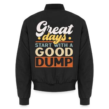 Große Tage beginnen mit einer guten Müllhalde Müll - Unisex Bomberjacke - Schwarz - Hinten - AI Model Male 185 light (185cm)