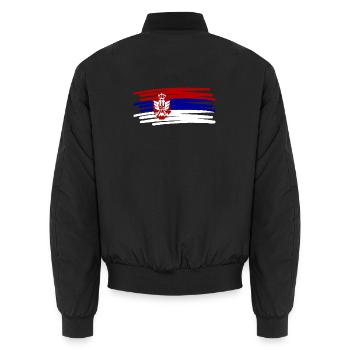 Serbien Flag Flagge painted gemalt Wappenvogel - Unisex Bomberjacke - Schwarz - Hinten - AI Model Male 185 light (185cm)