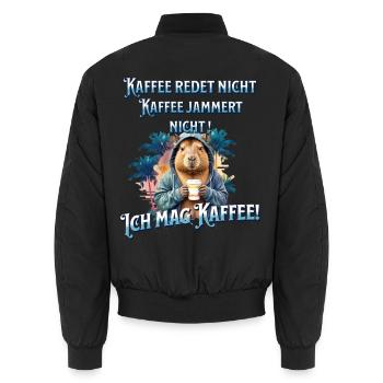 Kaffee redet nicht lustiger Kaffee Spruch - Unisex Bomberjacke - Schwarz - Hinten - AI Model Male 185 light (185cm)