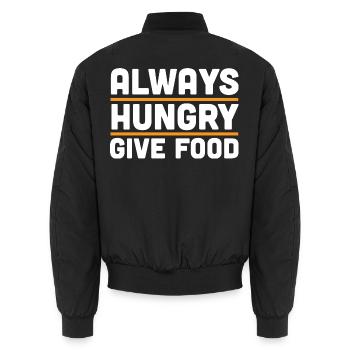 Lustiges hungriges Hemd - immer hungriges Geschenk - Unisex Bomberjacke - Schwarz - Hinten - AI Model Male 185 light (185cm)