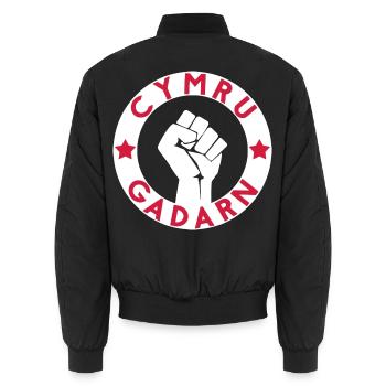 Cymru Gadarn - Unisex Bomberjacke - Schwarz - Hinten - AI Model Male 185 light (185cm)
