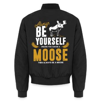 Majestätischer Elch Waldlichtung - Unisex Bomberjacke - Schwarz - Hinten - AI Model Male 185 light (185cm)