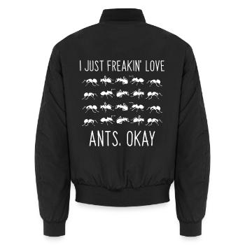 Unermüdliche Ameisen Ameisenhaufen - Unisex Bomberjacke - Schwarz - Hinten - AI Model Male 185 light (185cm)