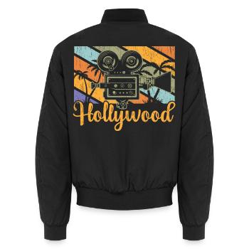 Hollywood Camera Vintage - Unisex Bomberjacke - Schwarz - Hinten - AI Model Male 185 light (185cm)
