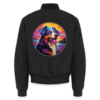 Estrela Mountain Dog Rasse Bunte Karikatur Wasserc - Unisex Bomberjacke - Schwarz - Hinten - AI Model Male 185 light (185cm)