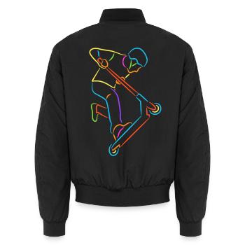 Stunt Scooter Tricks Bunt Tretroller - Unisex Bomberjacke - Schwarz - Hinten - AI Model Male 185 light (185cm)