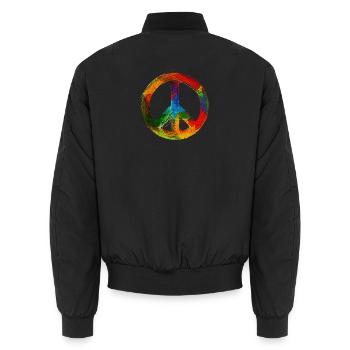 Peace - Unisex Bomberjacke - Schwarz - Hinten - AI Model Male 185 light (185cm)