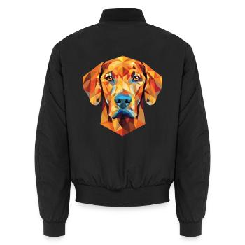 Rhodesian Ridgeback Hunderasse buntes Aquarell - Unisex Bomberjacke - Schwarz - Hinten - AI Model Male 185 light (185cm)