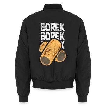 Knuspriges Borek Teigrolle - Unisex Bomberjacke - Schwarz - Hinten - AI Model Male 185 light (185cm)
