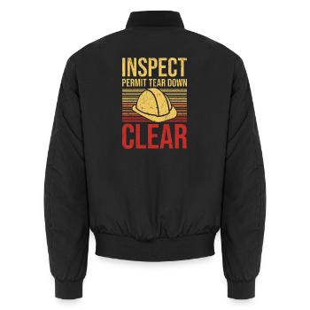 Inspektionsgenehmigung Abriss des klaren Bauwracks - Unisex Bomberjacke - Schwarz - Hinten - AI Model Male 185 light (185cm)