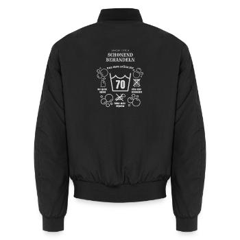 Schonend behandeln 70 Jahre Geburtstag Geschenk - Unisex Bomberjacke - Schwarz - Hinten - AI Model Male 185 light (185cm)