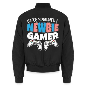Lawned A Neuling Gamer - Schwanger Baby - Unisex Bomberjacke - Schwarz - Hinten - AI Model Male 185 light (185cm)