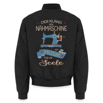 Näherin Nähen Nähmaschine - Unisex Bomberjacke - Schwarz - Hinten - AI Model Male 185 light (185cm)