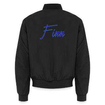 Name Finn - Unisex Bomberjacke - Schwarz - Hinten - AI Model Male 185 light (185cm)