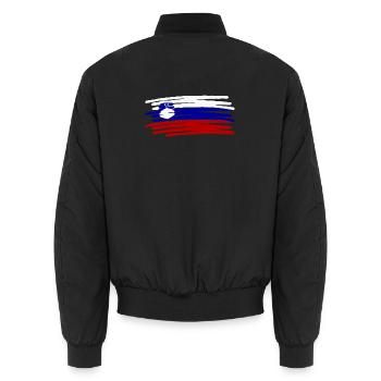 Slowenien Slovenija Flag Flagge painted gemalt - Unisex Bomberjacke - Schwarz - Hinten - AI Model Male 185 light (185cm)