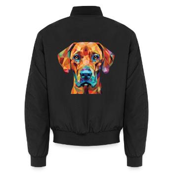 Rhodesian Ridgeback Hunderasse buntes Aquarell - Unisex Bomberjacke - Schwarz - Hinten - AI Model Male 185 light (185cm)