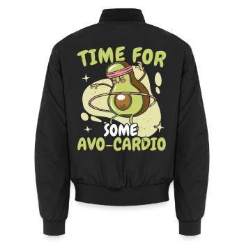 Zeit für etwas Avo-Kardio Avocado-Liebhaber Guac K - Unisex Bomberjacke - Schwarz - Hinten - AI Model Male 185 light (185cm)