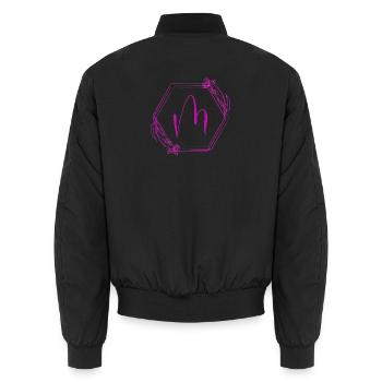 Monogramm M im Hexagonrahmen - Unisex Bomberjacke - Schwarz - Hinten - AI Model Male 185 light (185cm)