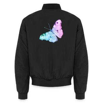 Schmetterlings Wasserfarben Gradient - Unisex Bomberjacke - Schwarz - Hinten - AI Model Male 185 light (185cm)