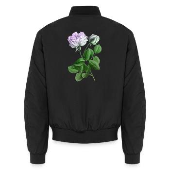 Pastellrose Botanikkunst-Print - Unisex Bomberjacke - Schwarz - Hinten - AI Model Male 185 light (185cm)