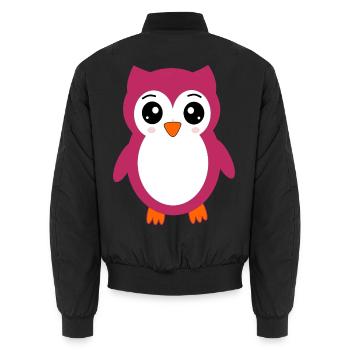 Eule, Rosa Eule - Unisex Bomberjacke - Schwarz - Hinten - AI Model Male 185 light (185cm)