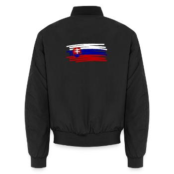 Slowakia Slovakia Flag Flagge painted gemalt - Unisex Bomberjacke - Schwarz - Hinten - AI Model Male 185 light (185cm)