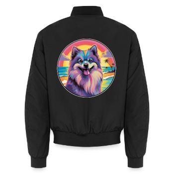 Keeshond Hunderasse Buntes Karikatur-Aquarell - Unisex Bomberjacke - Schwarz - Hinten - AI Model Male 185 light (185cm)