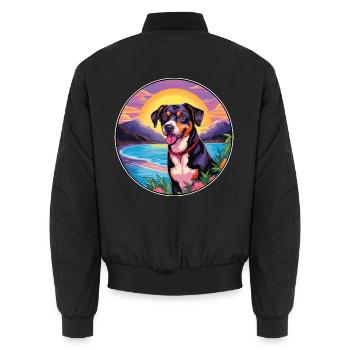 Formosan Mountain Dog Rasse buntes Karikatur Wasser - Unisex Bomberjacke - Schwarz - Hinten - AI Model Male 185 light (185cm)