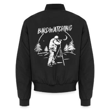 Neugieriger Vogelbeobachter Fernglas - Unisex Bomberjacke - Schwarz - Hinten - AI Model Male 185 light (185cm)