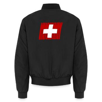 Schweiz Swiss Flag painted - Unisex Bomberjacke - Schwarz - Hinten - AI Model Male 185 light (185cm)