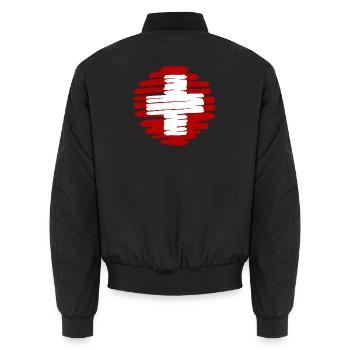 Swiss 2 - Unisex Bomberjacke - Schwarz - Hinten - AI Model Male 185 light (185cm)
