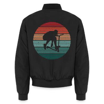 Tretroller Vintage Scooterfahrer Stunt Scooter - Unisex Bomberjacke - Schwarz - Hinten - AI Model Male 185 light (185cm)