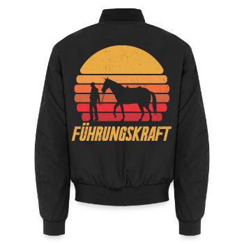 Pferde Führungskraft Pferdehof Zubehör Reiter Reit - Unisex Bomberjacke - Schwarz - Hinten - AI Model Male 185 light (185cm)