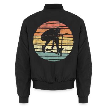 Scooter Tricks E-Roller Vintage Stunt Scooter - Unisex Bomberjacke - Schwarz - Hinten - AI Model Male 185 light (185cm)