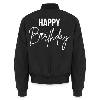 Happy Birthday - Unisex Bomberjacke - Schwarz - Hinten - AI Model Male 185 light (185cm)