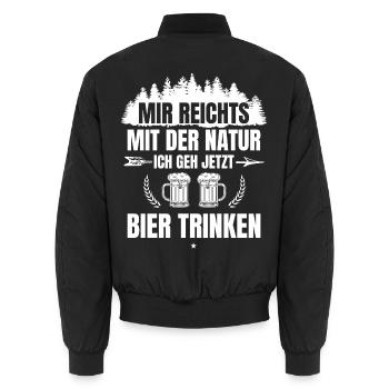 Mir_reichts_mit_der_Natur_ich_geh_Bier_trinken - Unisex Bomberjacke - Schwarz - Hinten - AI Model Male 185 light (185cm)