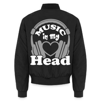 Music in my Head Kopfhörer Headphone DJ Herz  - Unisex Bomberjacke - Schwarz - Hinten - AI Model Male 185 light (185cm)