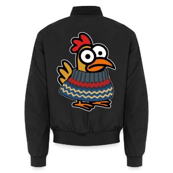 Niedliches Huhn mit Winterpullover - Unisex Bomberjacke - Schwarz - Hinten - AI Model Male 185 light (185cm)