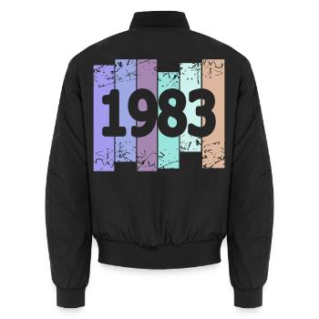 Oldtimer 1983 - Unisex Bomberjacke - Schwarz - Hinten - AI Model Male 185 light (185cm)